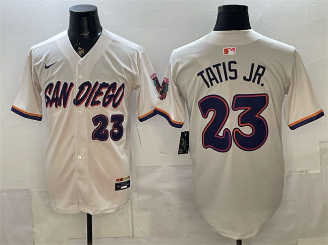 Men's San Diego Padres #23 Fernando Tatis Jr. Cream 2026 City Connect Stadium Stitched Baseball Jersey Men's San Diego Padres #23 Fernando Tatis Jr. Cream 2026 City Connect Stadium Stitched Baseball Jersey